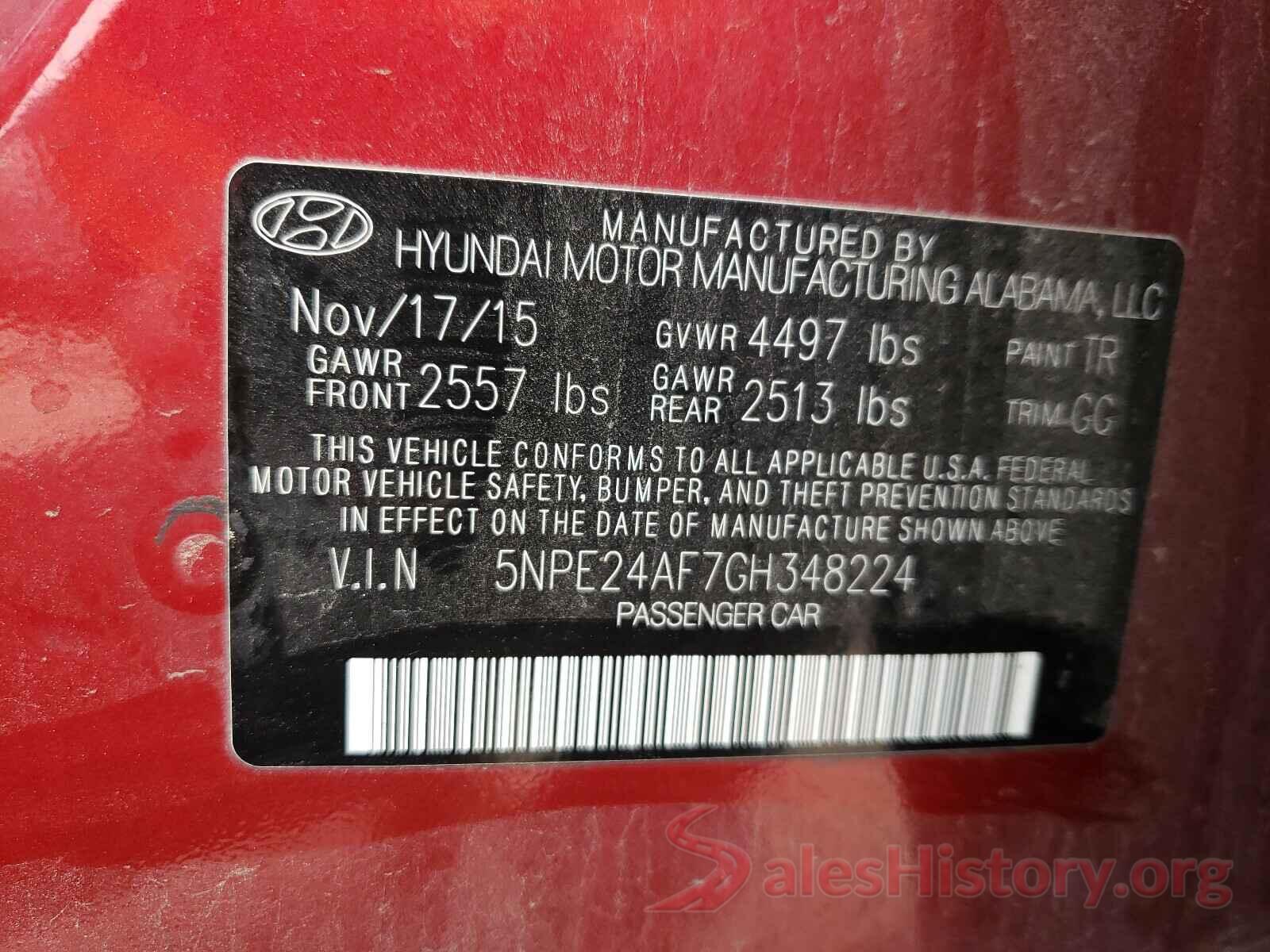 5NPE24AF7GH348224 2016 HYUNDAI SONATA