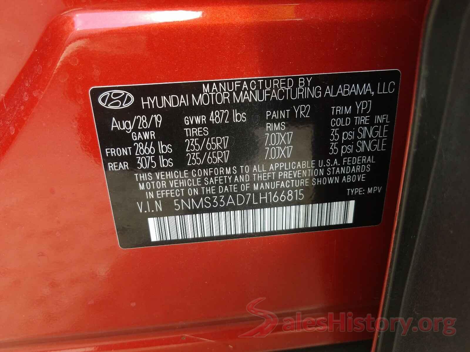 5NMS33AD7LH166815 2020 HYUNDAI SANTA FE