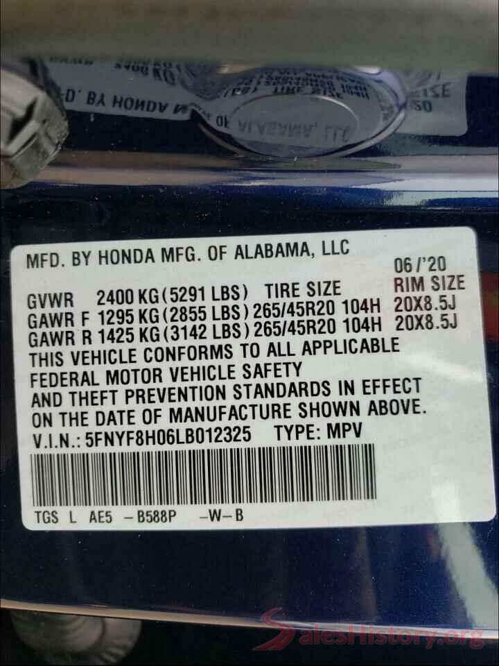 5FNYF8H06LB012325 2020 HONDA PASSPORT