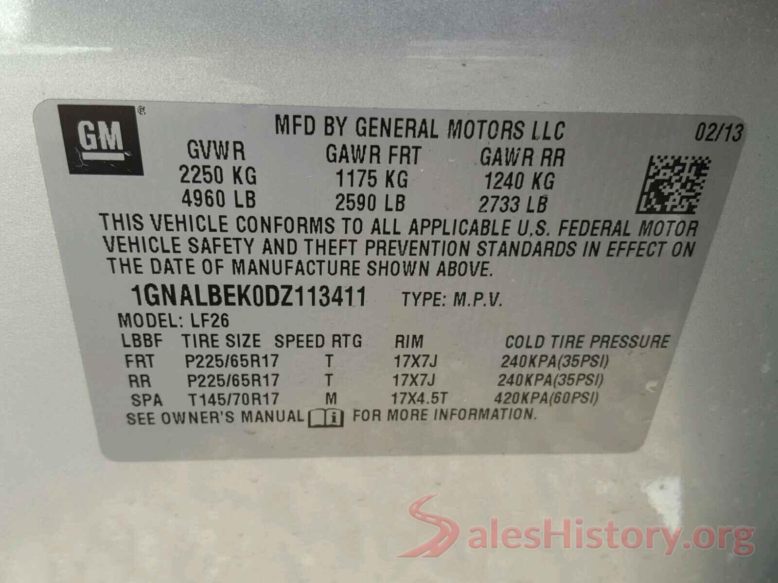 19XFC2F63KE214872 2013 CHEVROLET EQUINOX