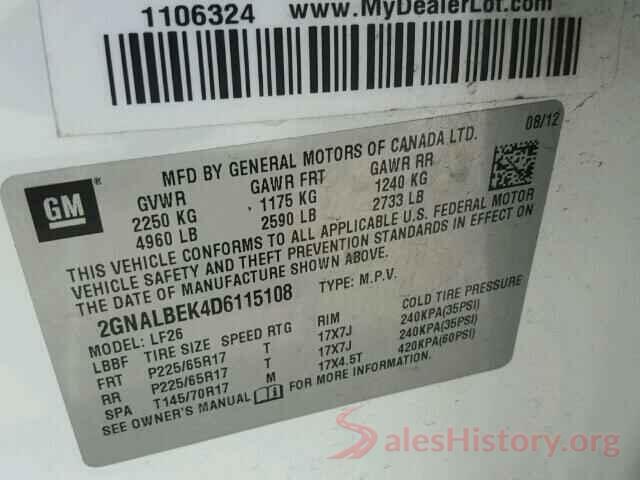 5FNRL6H79LB038397 2013 CHEVROLET EQUINOX