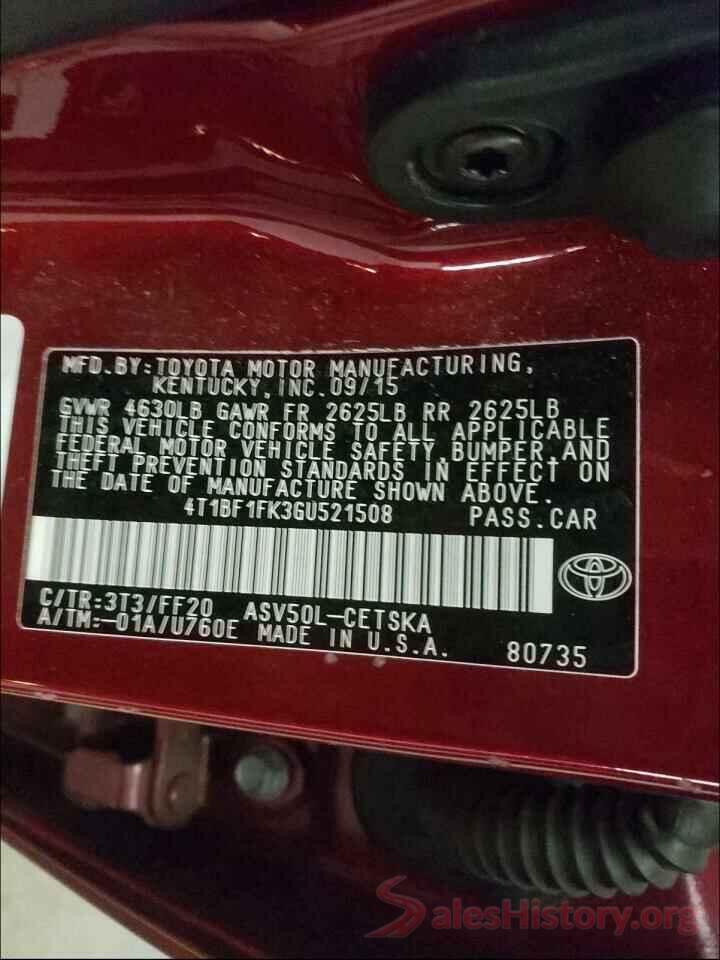 4T1BF1FK3GU521508 2016 TOYOTA CAMRY