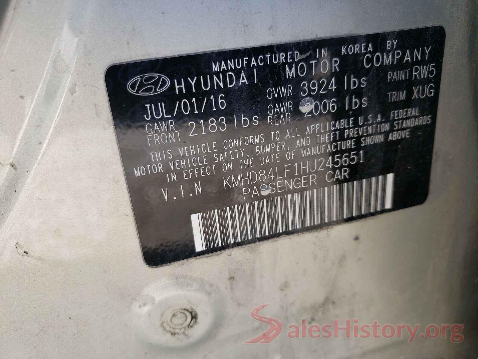 KMHD84LF1HU245651 2017 HYUNDAI ELANTRA