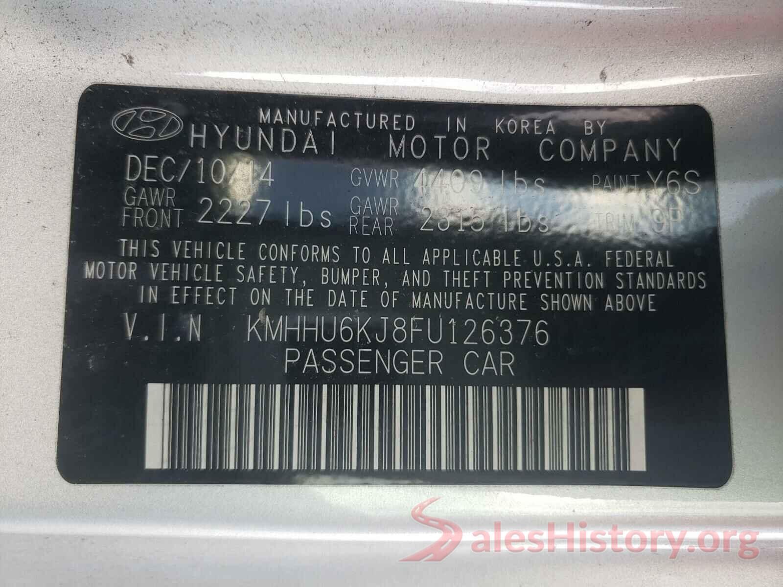 KNMAT2MT6JP566121 2015 HYUNDAI GENESIS