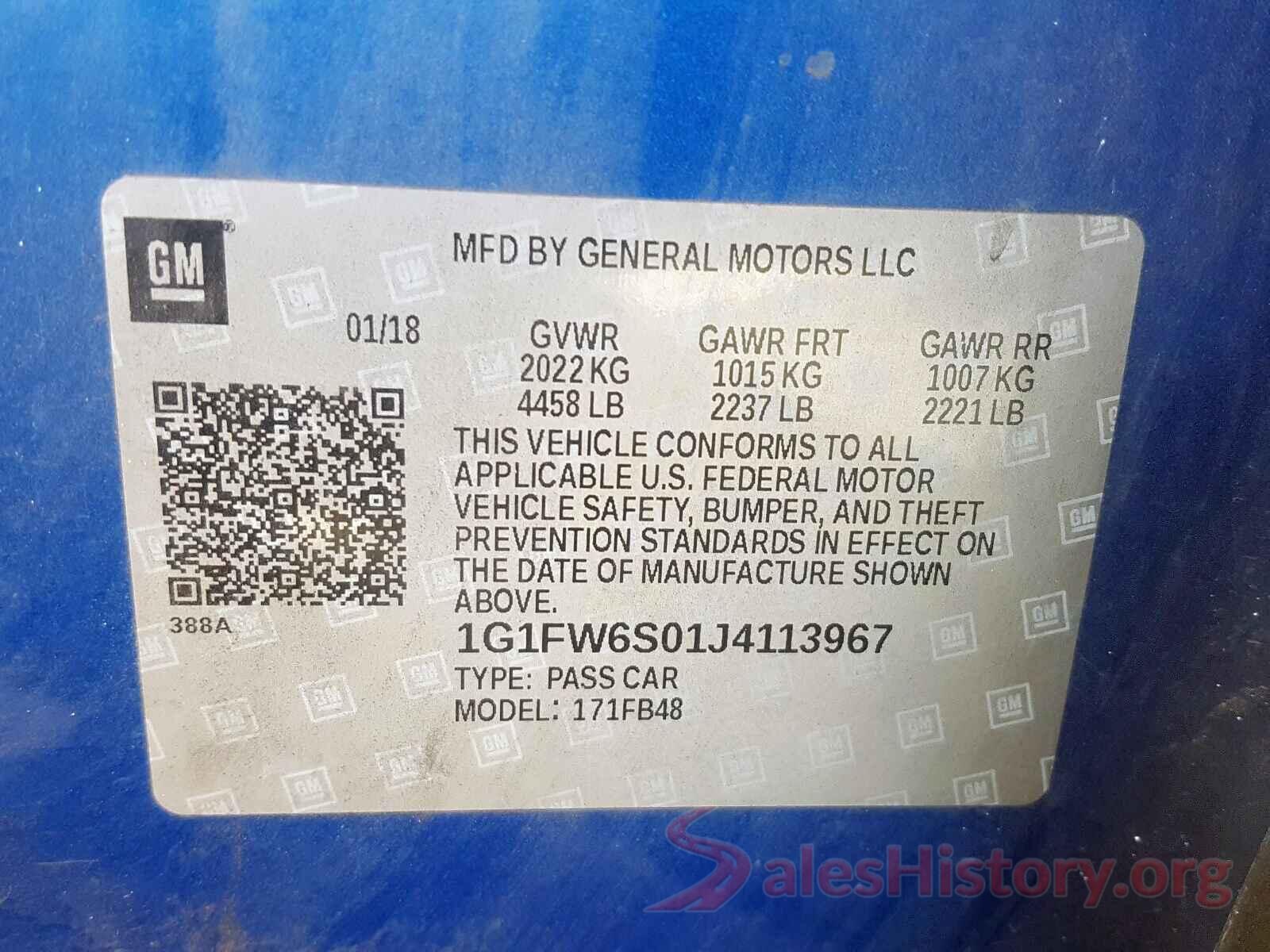 1G1FW6S01J4113967 2018 CHEVROLET BOLT