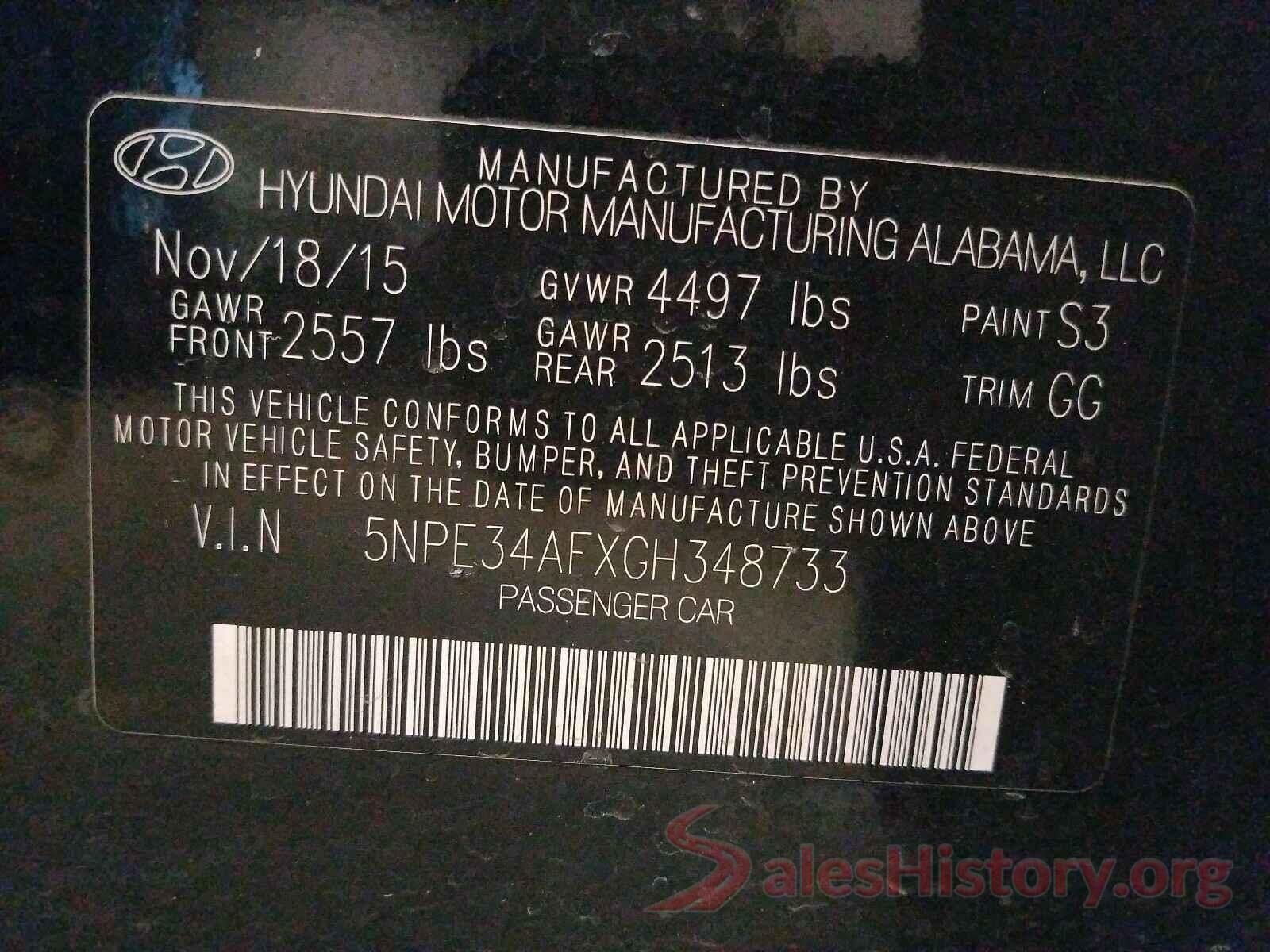 5NPE34AFXGH348733 2016 HYUNDAI SONATA