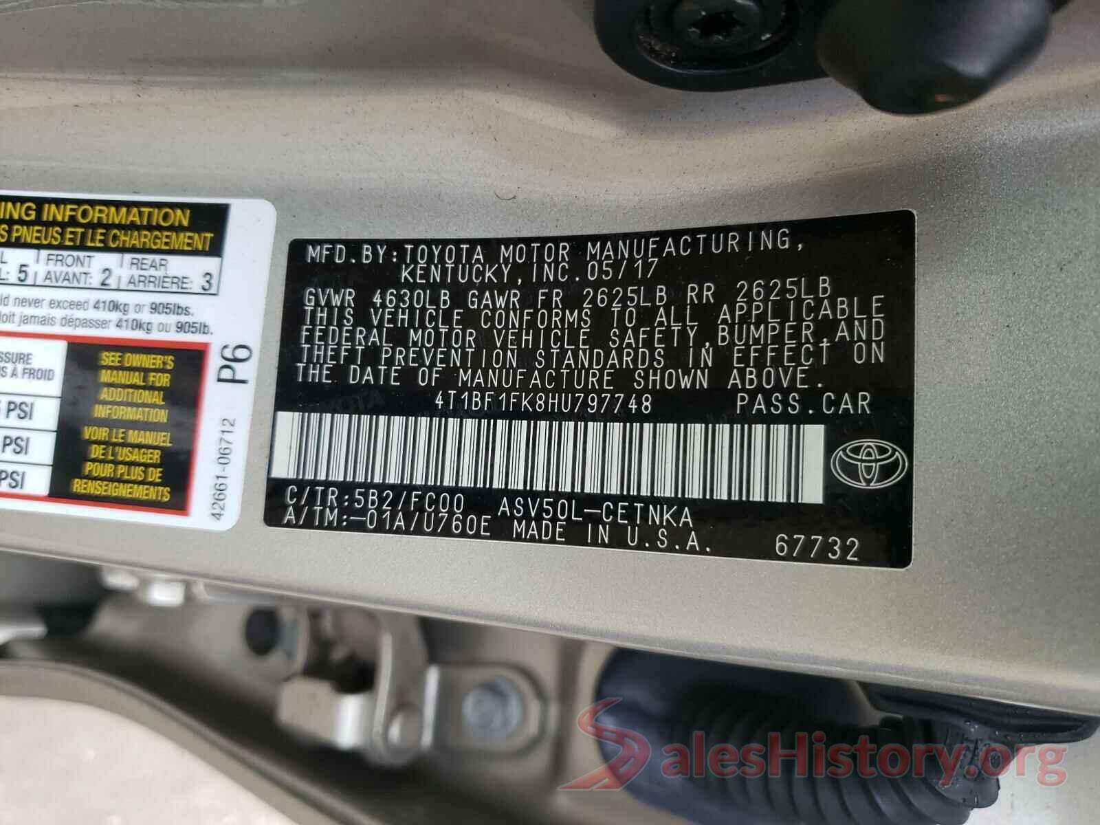 4T1BF1FK8HU797748 2017 TOYOTA CAMRY