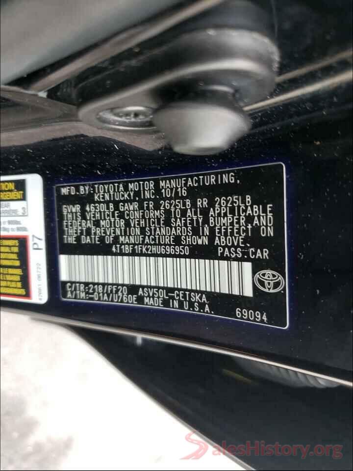 4T1BF1FK2HU696950 2017 TOYOTA CAMRY