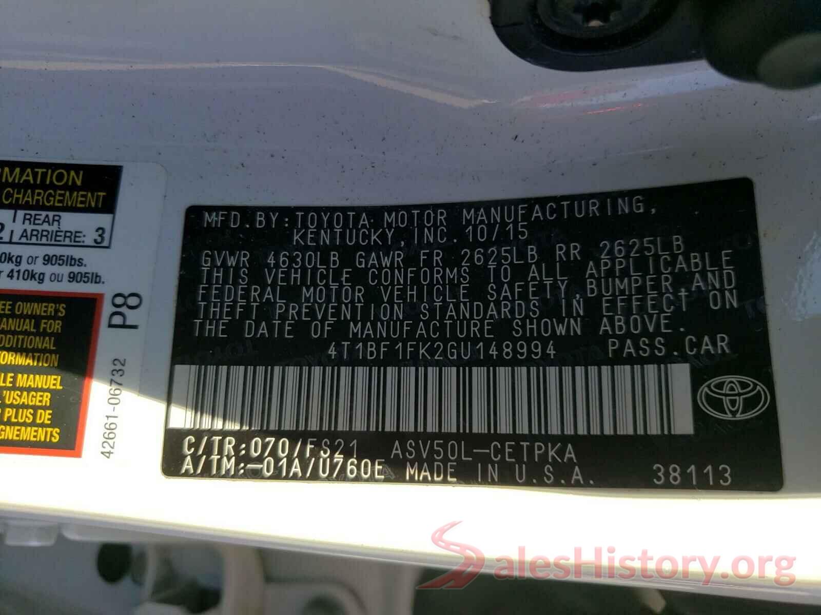 4T1BF1FK2GU148994 2016 TOYOTA CAMRY