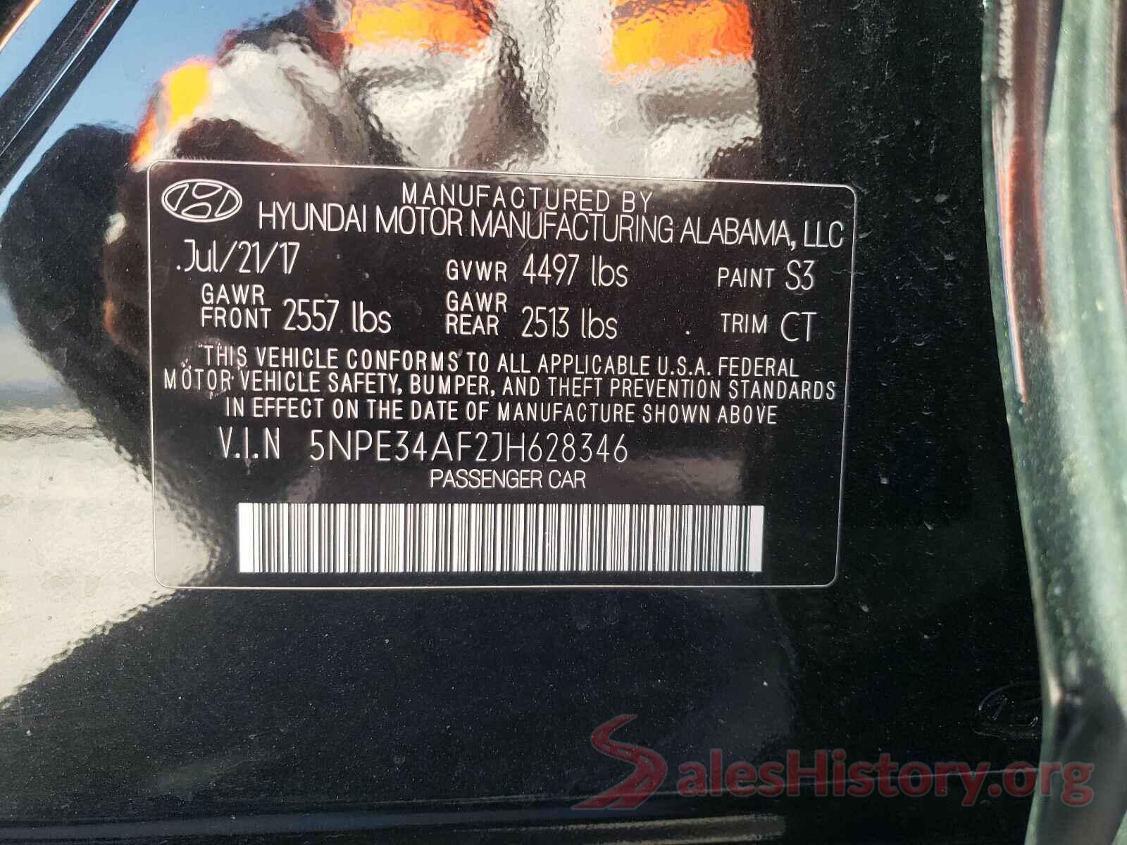 5NPE34AF2JH628346 2018 HYUNDAI SONATA