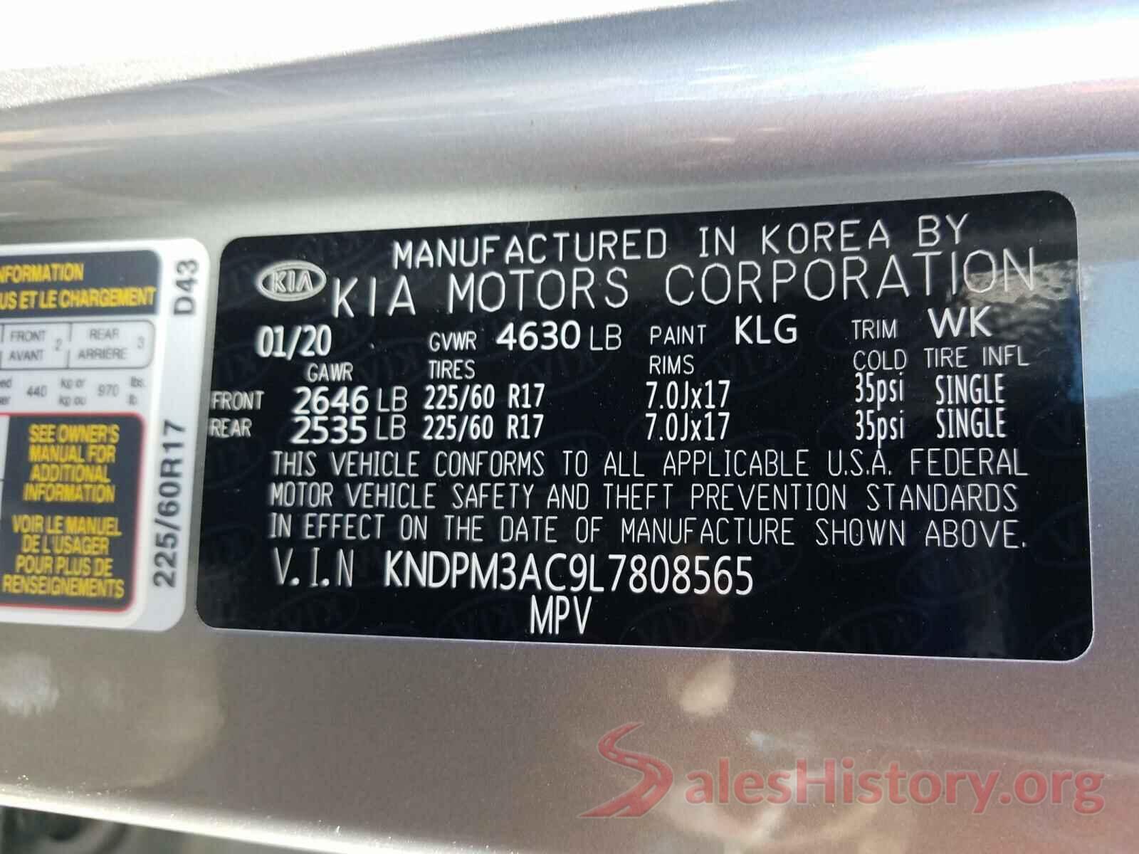 KNDPM3AC9L7808565 2020 KIA SPORTAGE