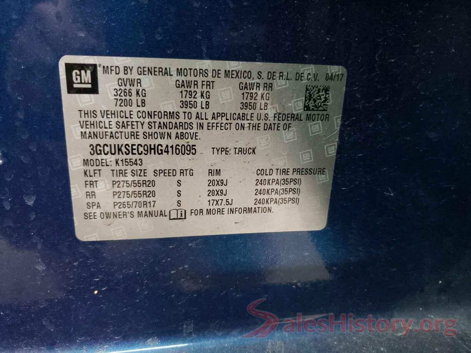 3GCUKSEC9HG416095 2017 CHEVROLET SILVERADO