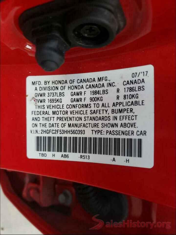 2HGFC2F53HH560393 2017 HONDA CIVIC