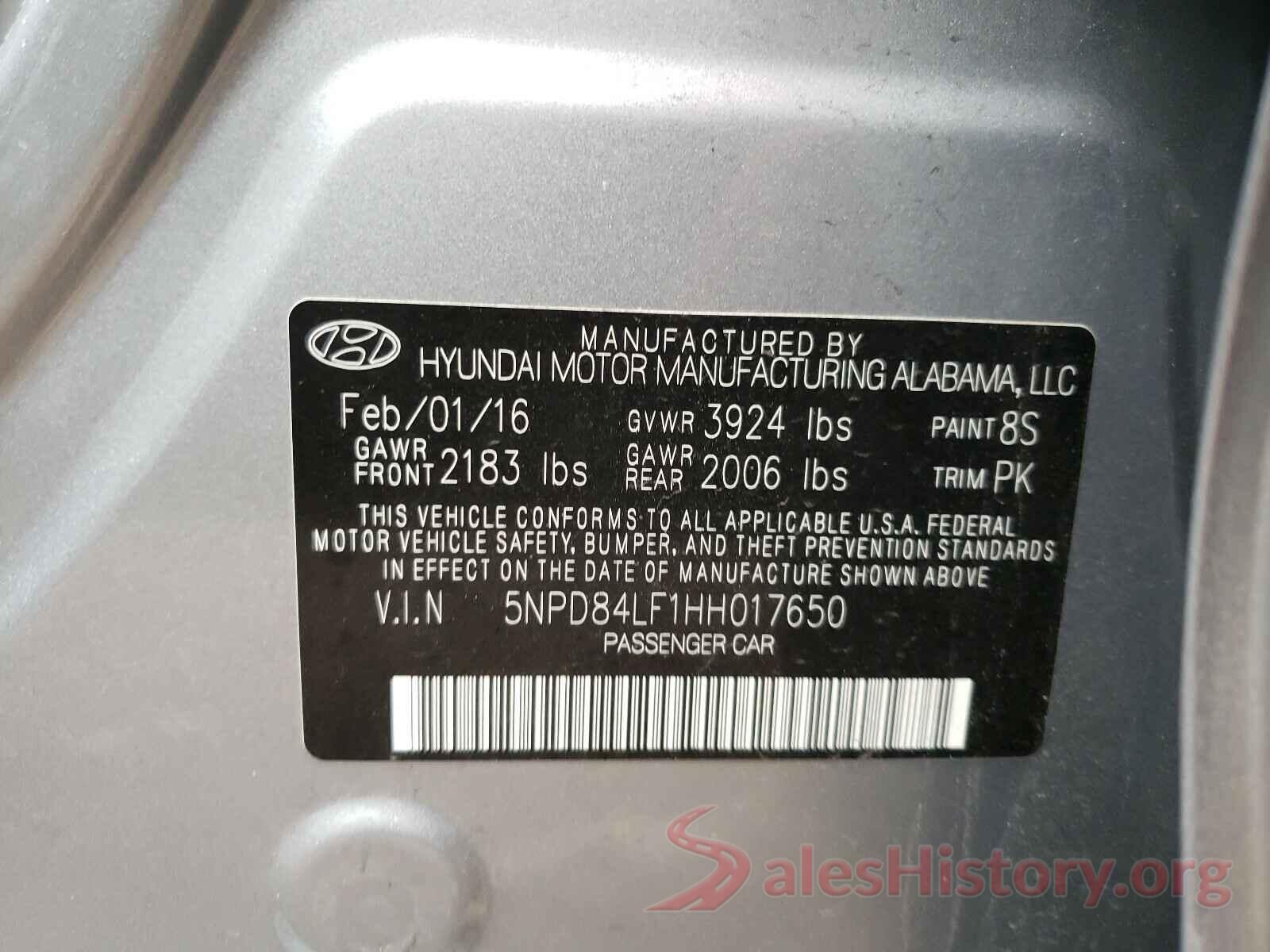 1N4BL4BV7LC125649 2017 HYUNDAI ELANTRA