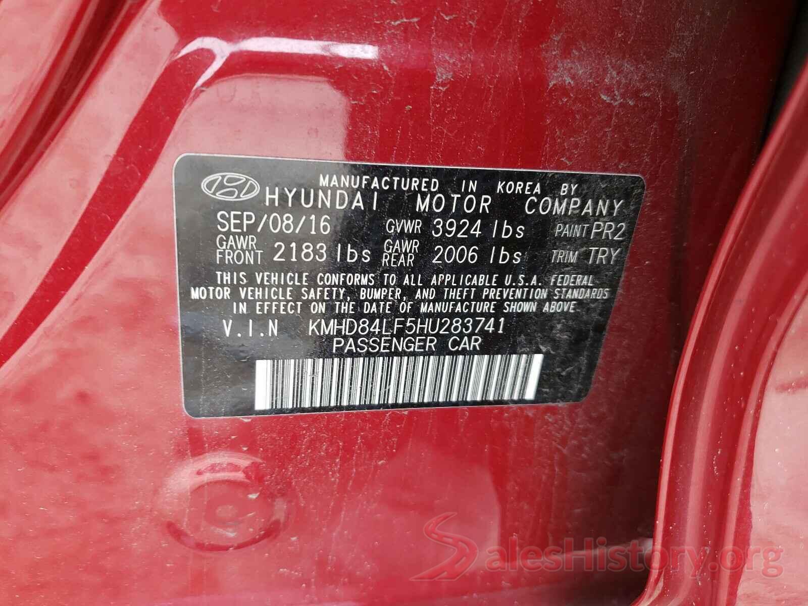 KMHD84LF5HU283741 2017 HYUNDAI ELANTRA