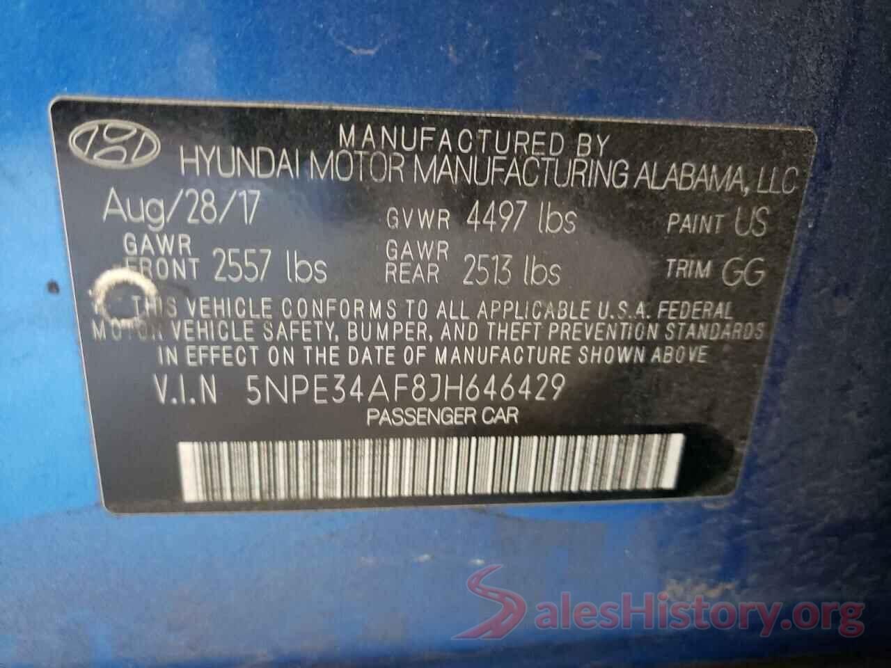 5NPE34AF8JH646429 2018 HYUNDAI SONATA