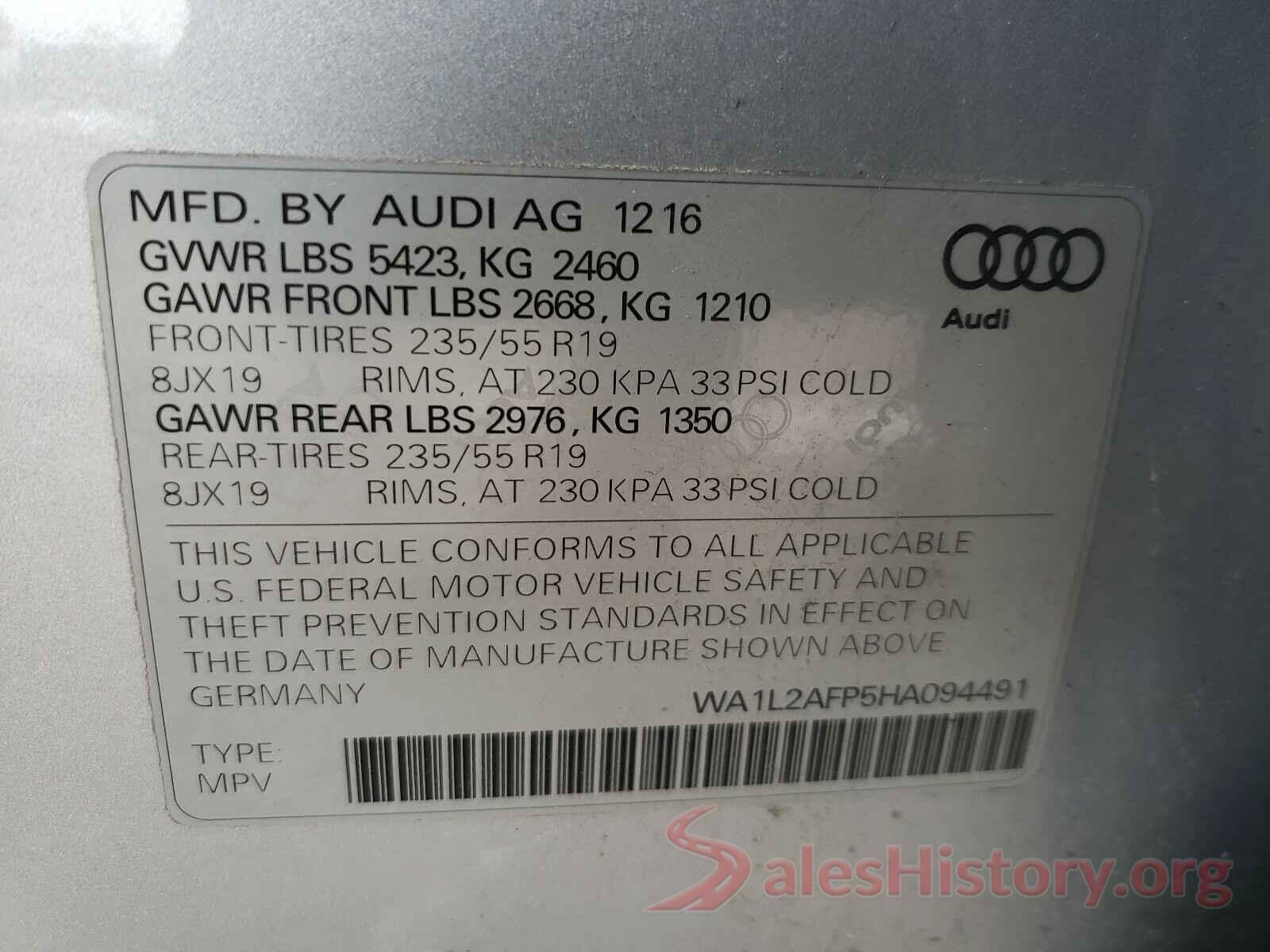 WA1L2AFP5HA094491 2017 AUDI Q5