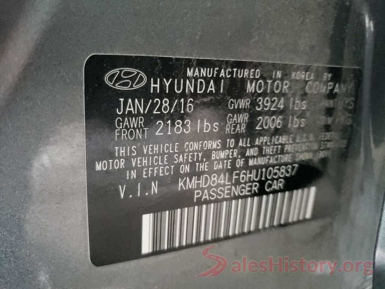 KMHD84LF6HU105837 2017 HYUNDAI ELANTRA