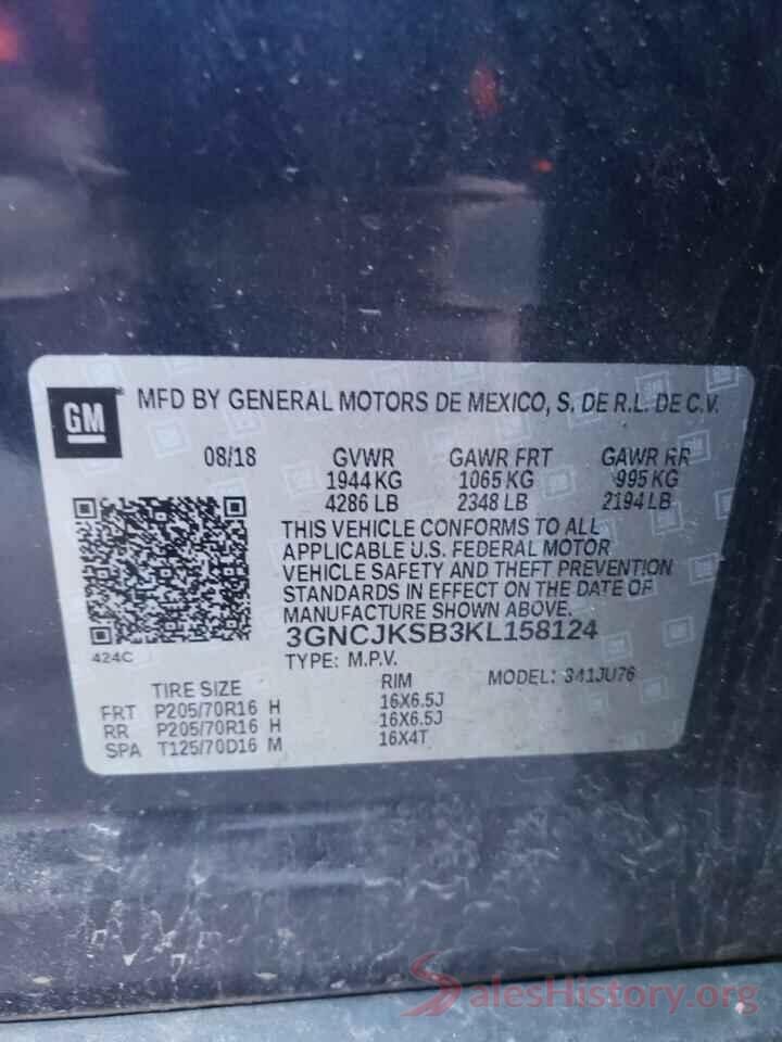 3GNCJKSB3KL158124 2019 CHEVROLET TRAX