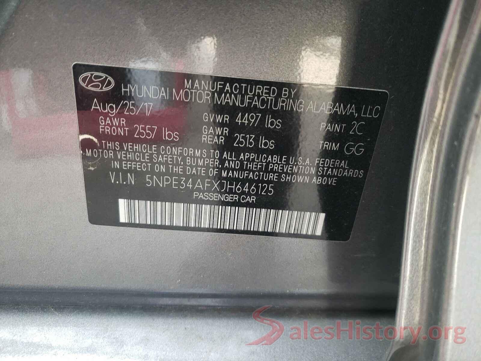 5NPE34AFXJH646125 2018 HYUNDAI SONATA