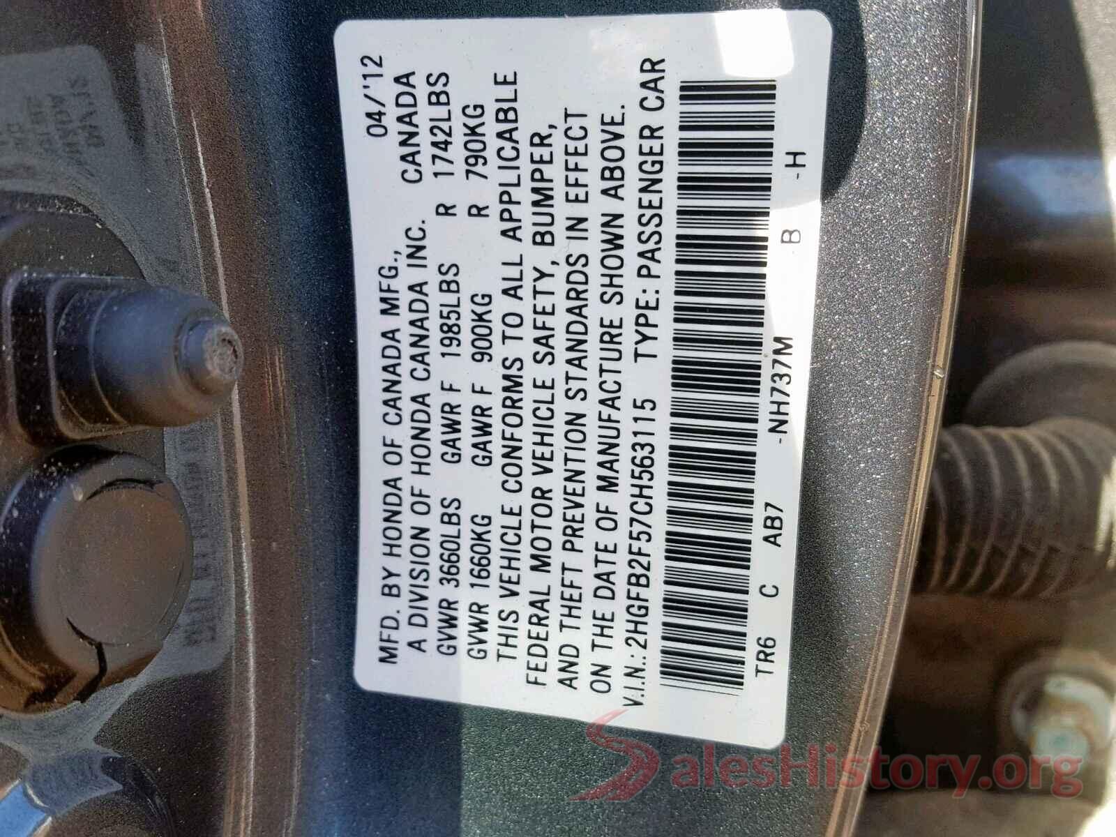 2HKRW1H94HH516195 2012 HONDA CIVIC LX