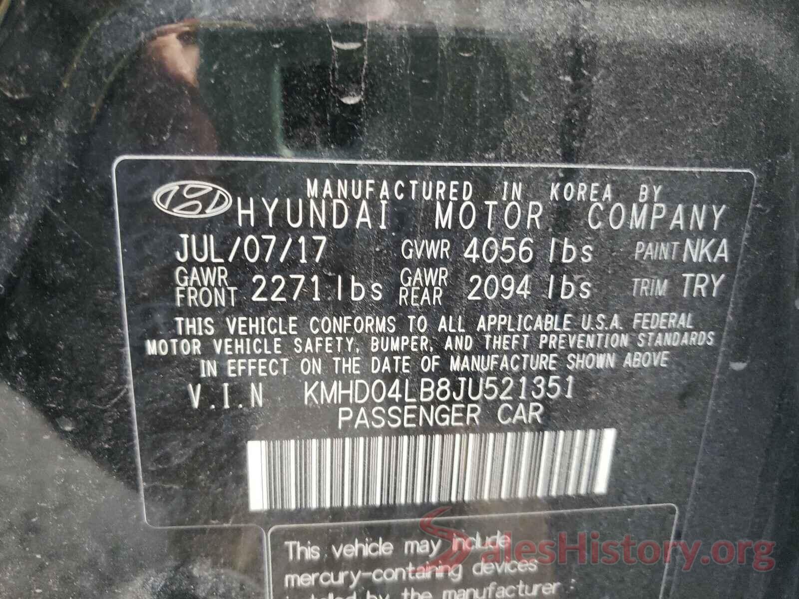 KMHD04LB8JU521351 2018 HYUNDAI ELANTRA