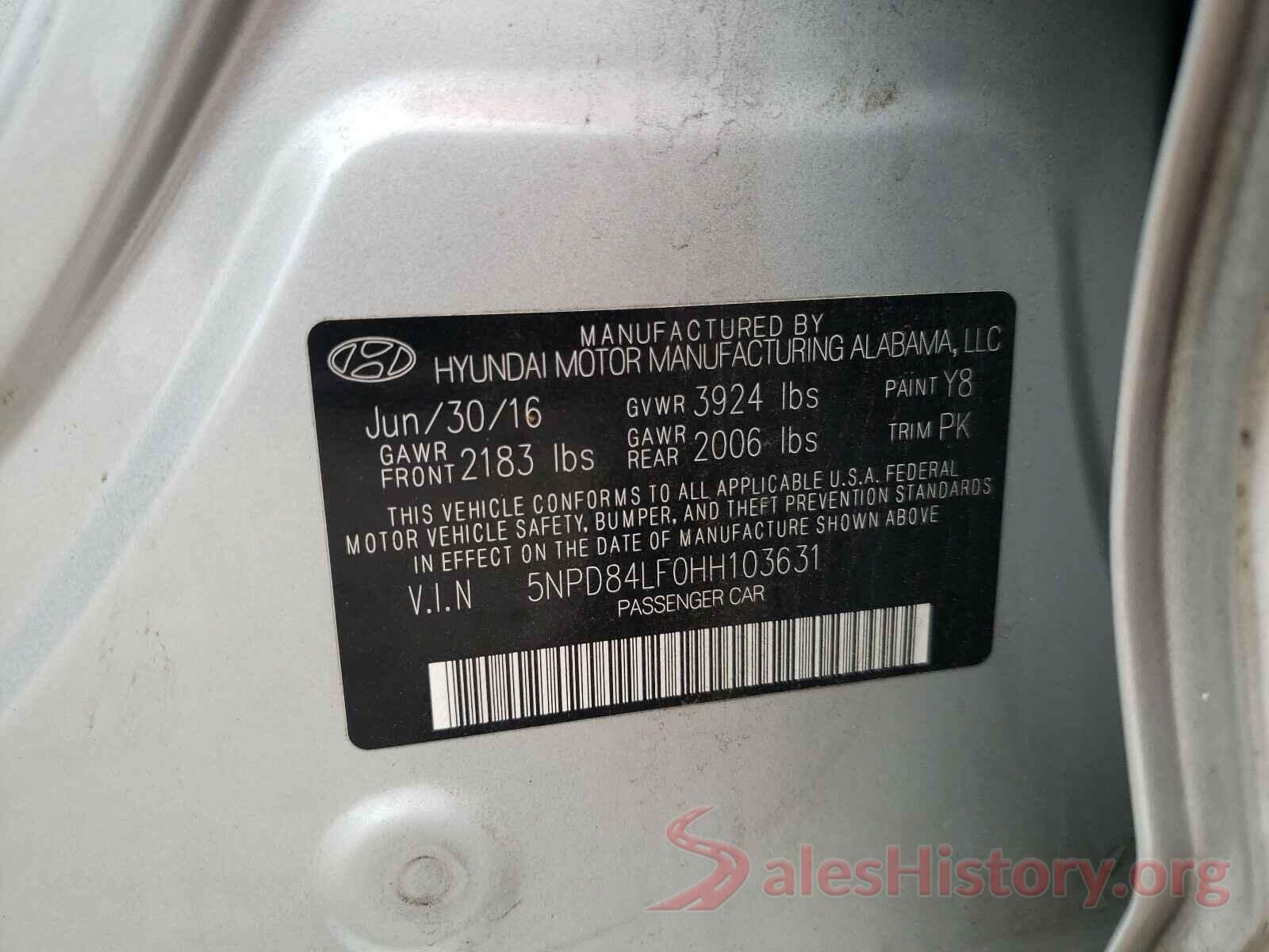 5NPD84LF0HH103631 2017 HYUNDAI ELANTRA