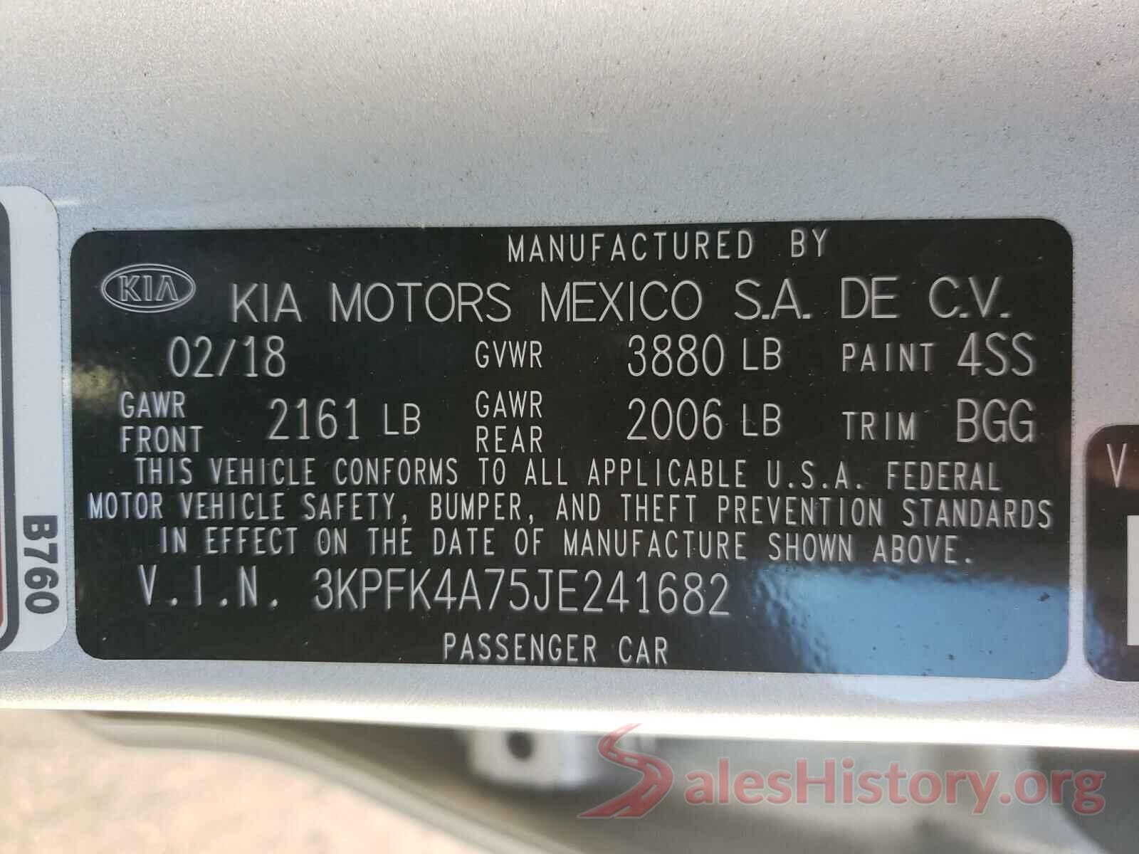 3KPFK4A75JE241682 2018 KIA FORTE