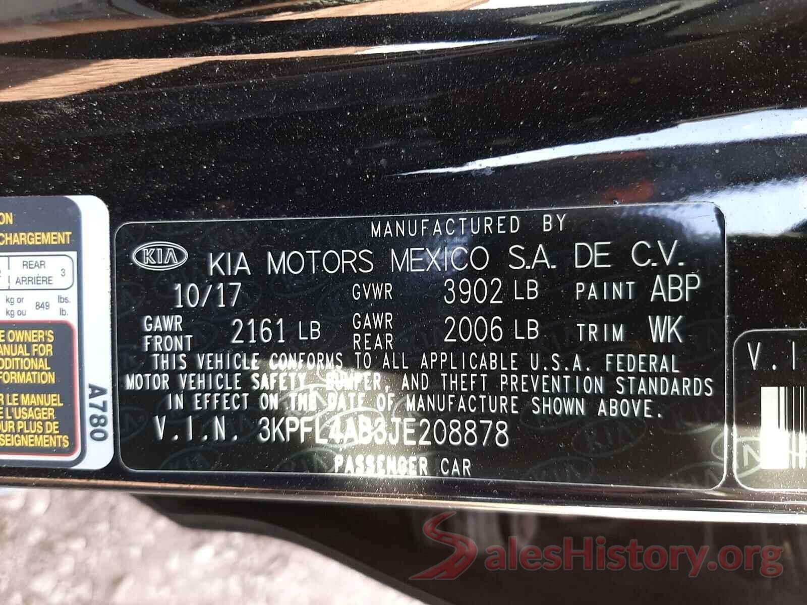 3KPFL4A83JE208878 2018 KIA FORTE