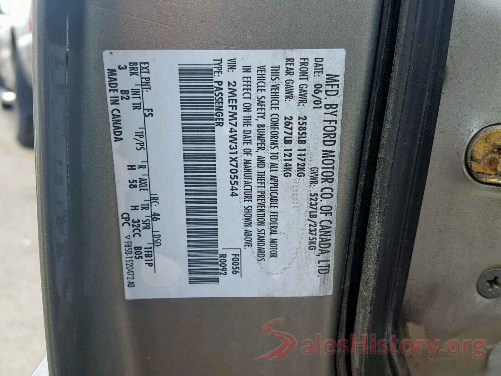 JF1VA2W65J9822449 2001 MERCURY GRMARQUIS