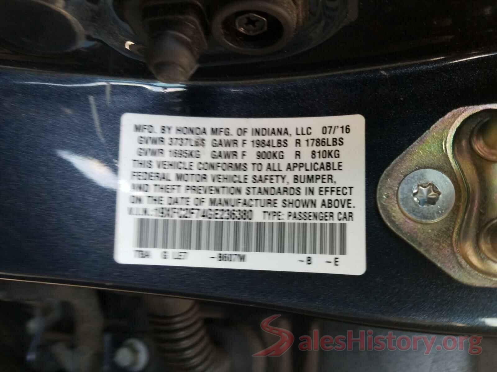 19XFC2F74GE236380 2016 HONDA CIVIC