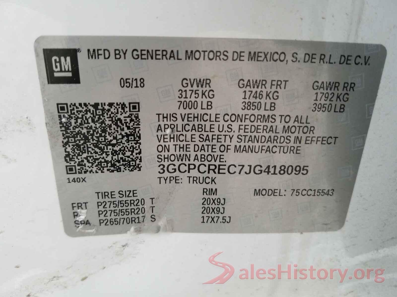 3GCPCREC7JG418095 2018 CHEVROLET SILVERADO