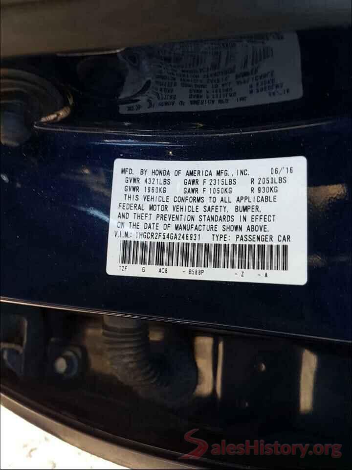 1HGCR2F54GA246931 2016 HONDA ACCORD