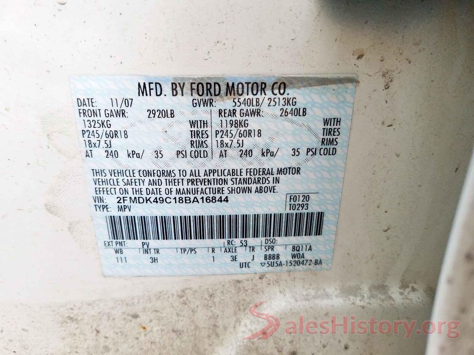 3VV3B7AXXMM045432 2008 FORD EDGE