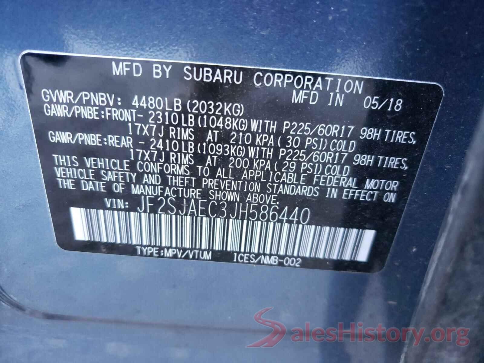 JF2SJAEC3JH586440 2018 SUBARU FORESTER