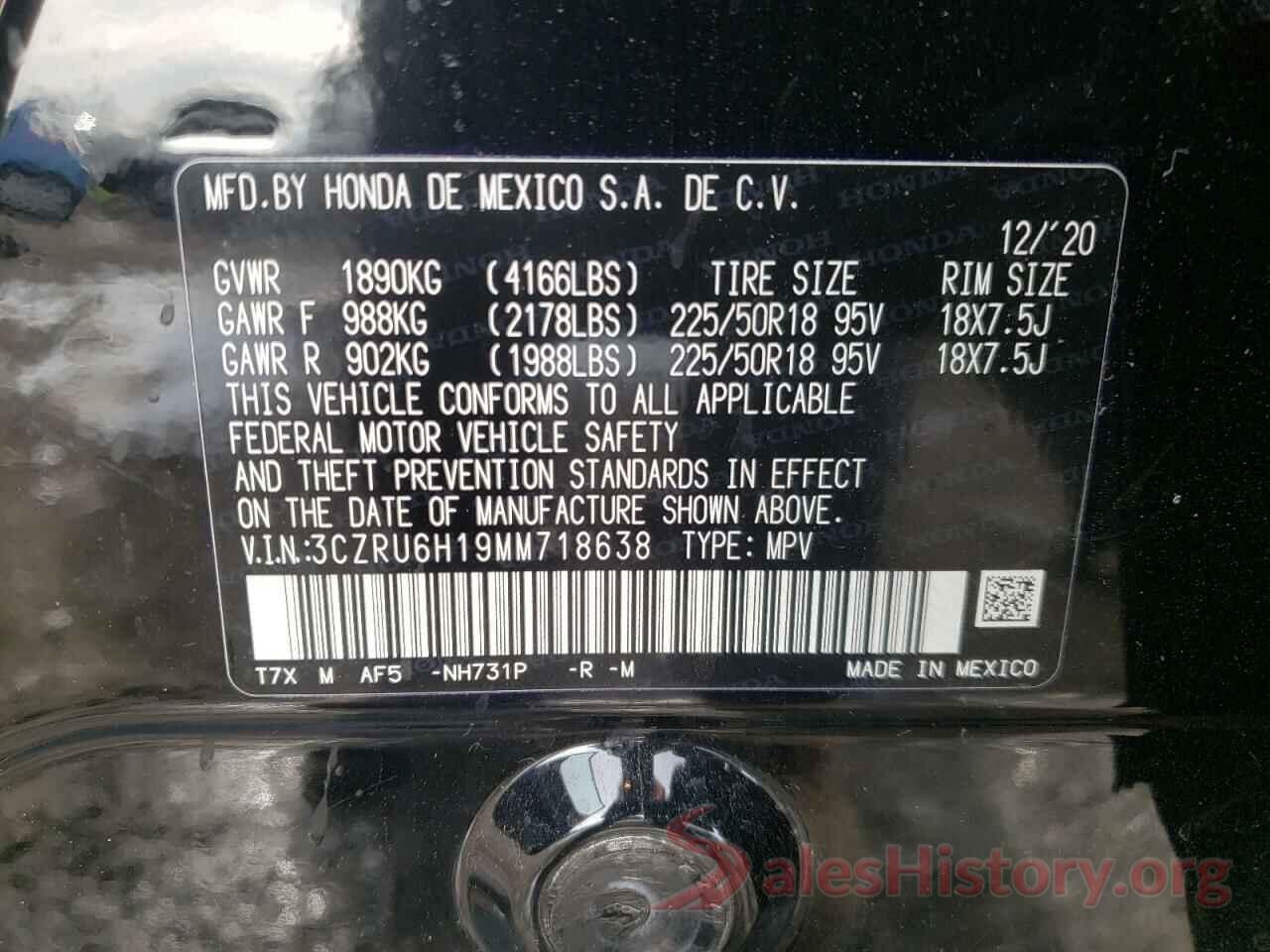 3CZRU6H19MM718638 2021 HONDA HR-V