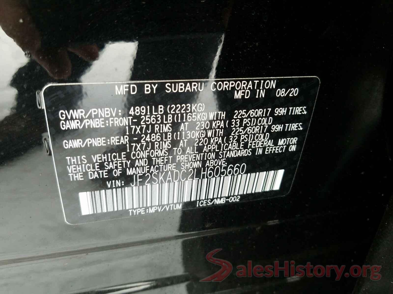 JF2SKADC2LH605660 2020 SUBARU FORESTER