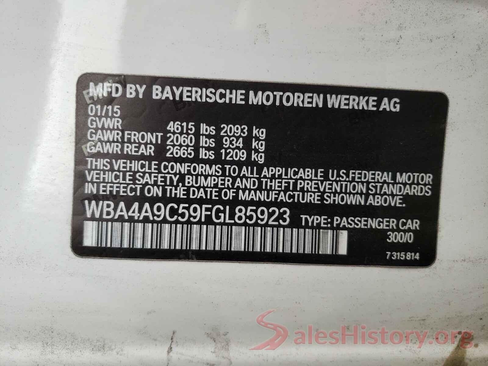 WBA4A9C59FGL85923 2015 BMW 4 SERIES