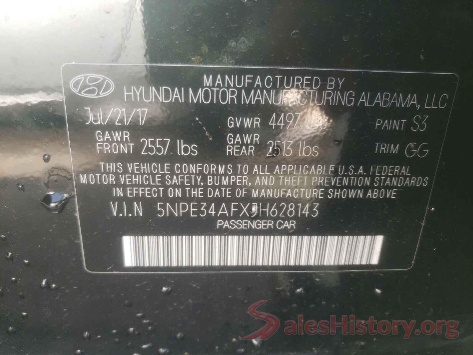 5NPE34AFXJH628143 2018 HYUNDAI SONATA