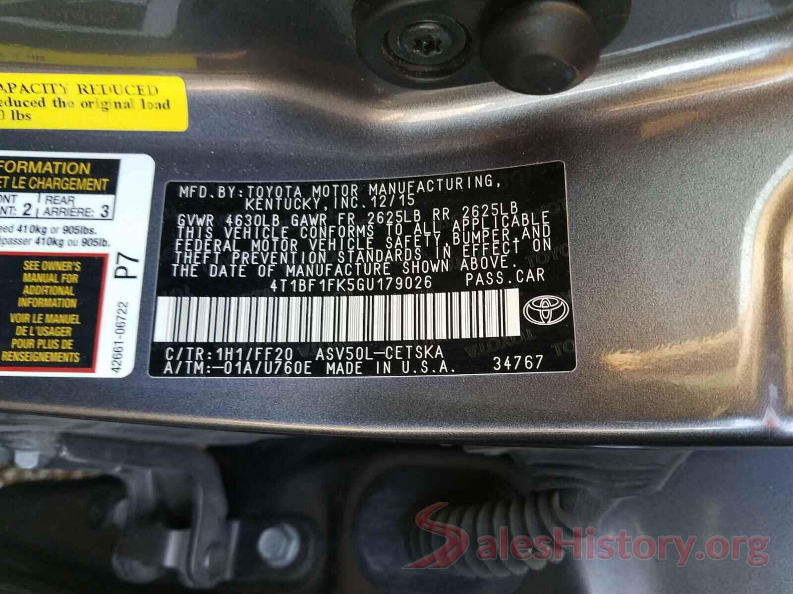 4T1BF1FK5GU179026 2016 TOYOTA CAMRY