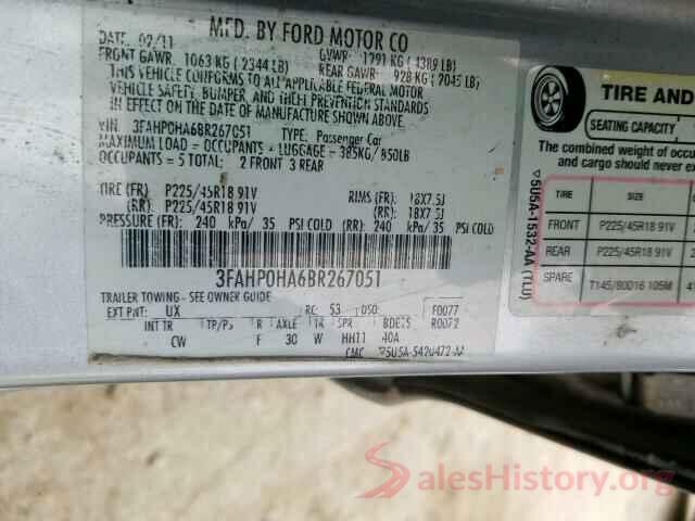 5YFEPRAE4LP074502 2011 FORD FUSION