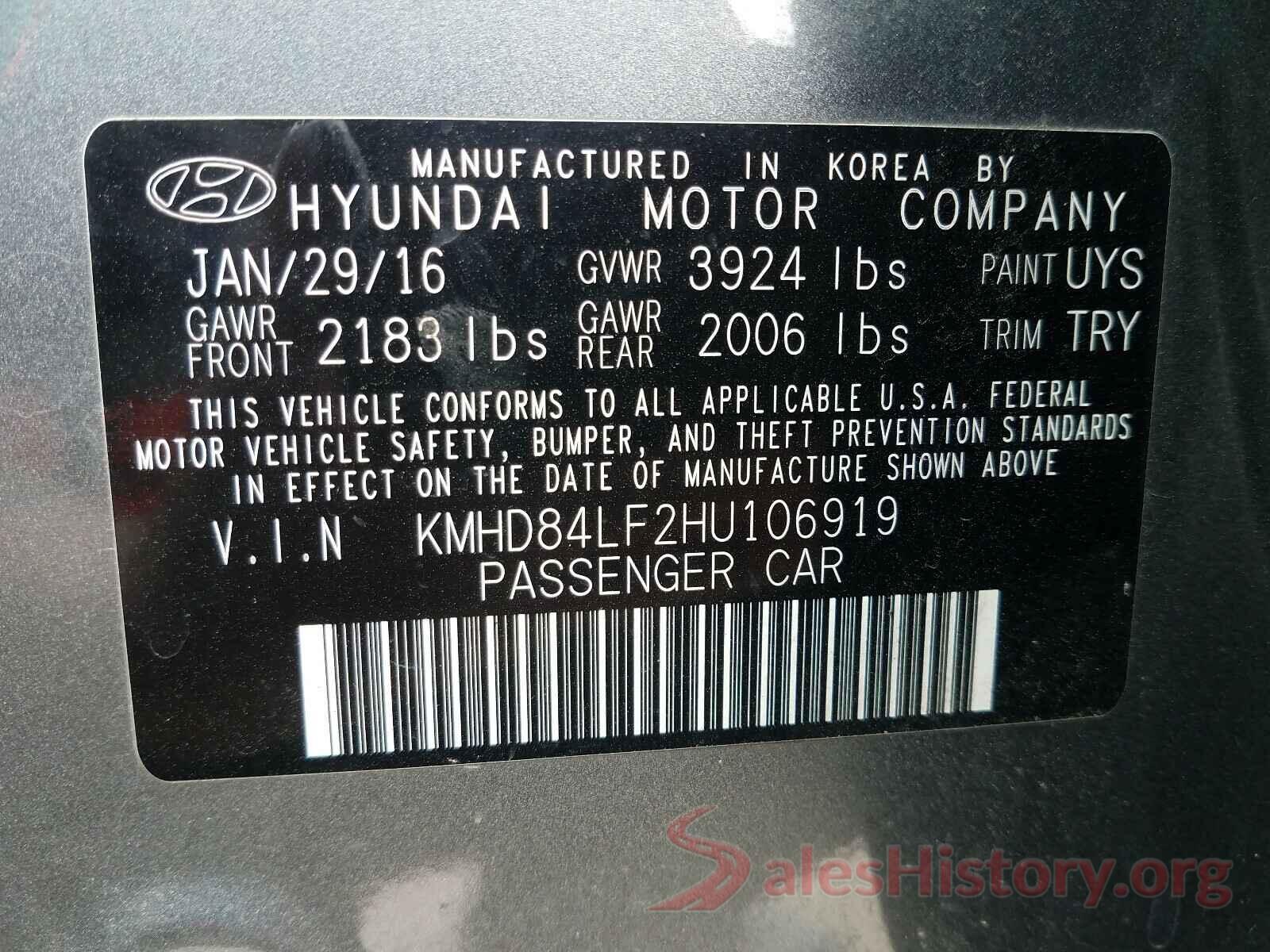 KMHD84LF2HU106919 2017 HYUNDAI ELANTRA