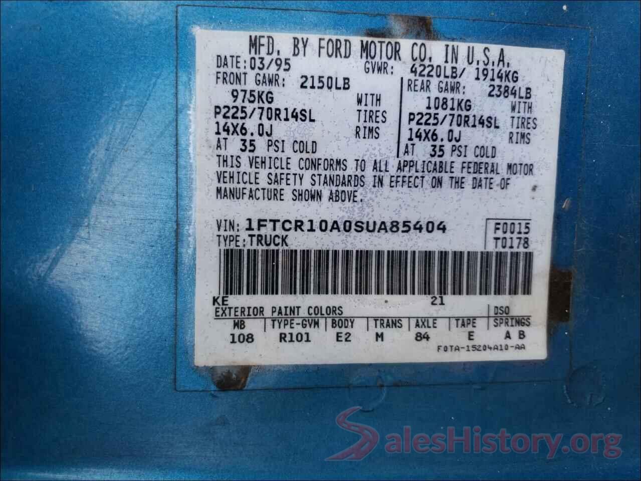 WDCTG4EB6GJ227668 1995 FORD RANGER