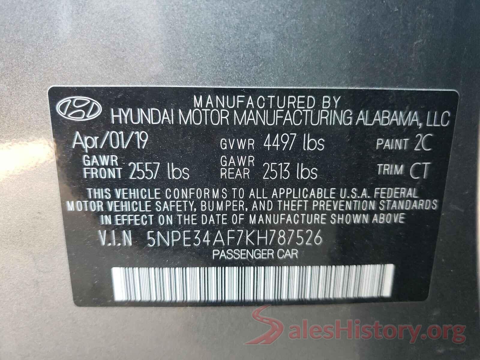 5NPE34AF7KH787526 2019 HYUNDAI SONATA