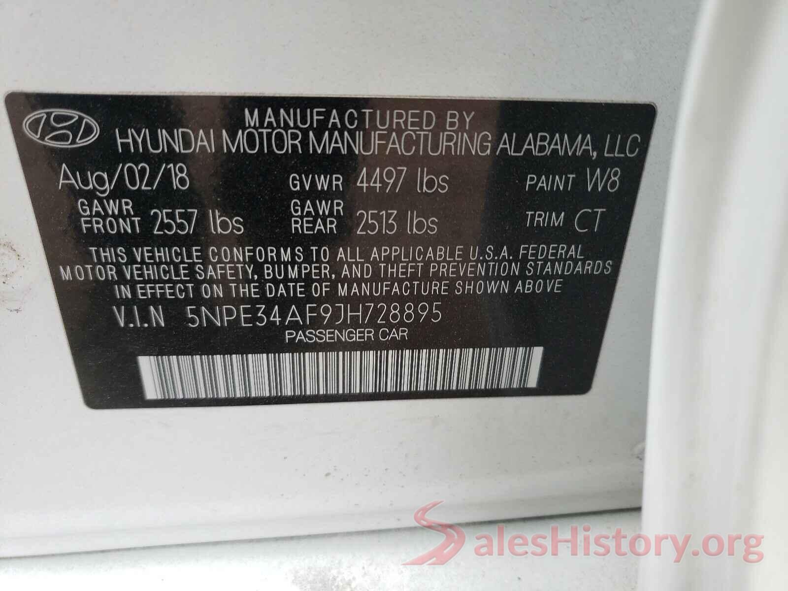 5NPE34AF9JH728895 2018 HYUNDAI SONATA