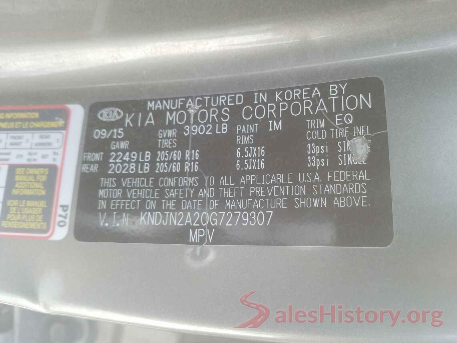 KNDJN2A20G7279307 2016 KIA SOUL