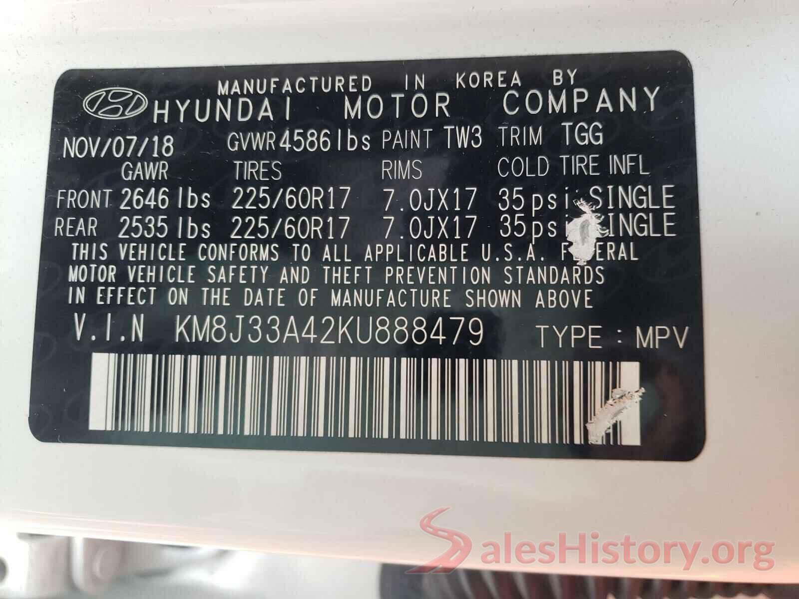 KM8J33A42KU888479 2019 HYUNDAI TUCSON