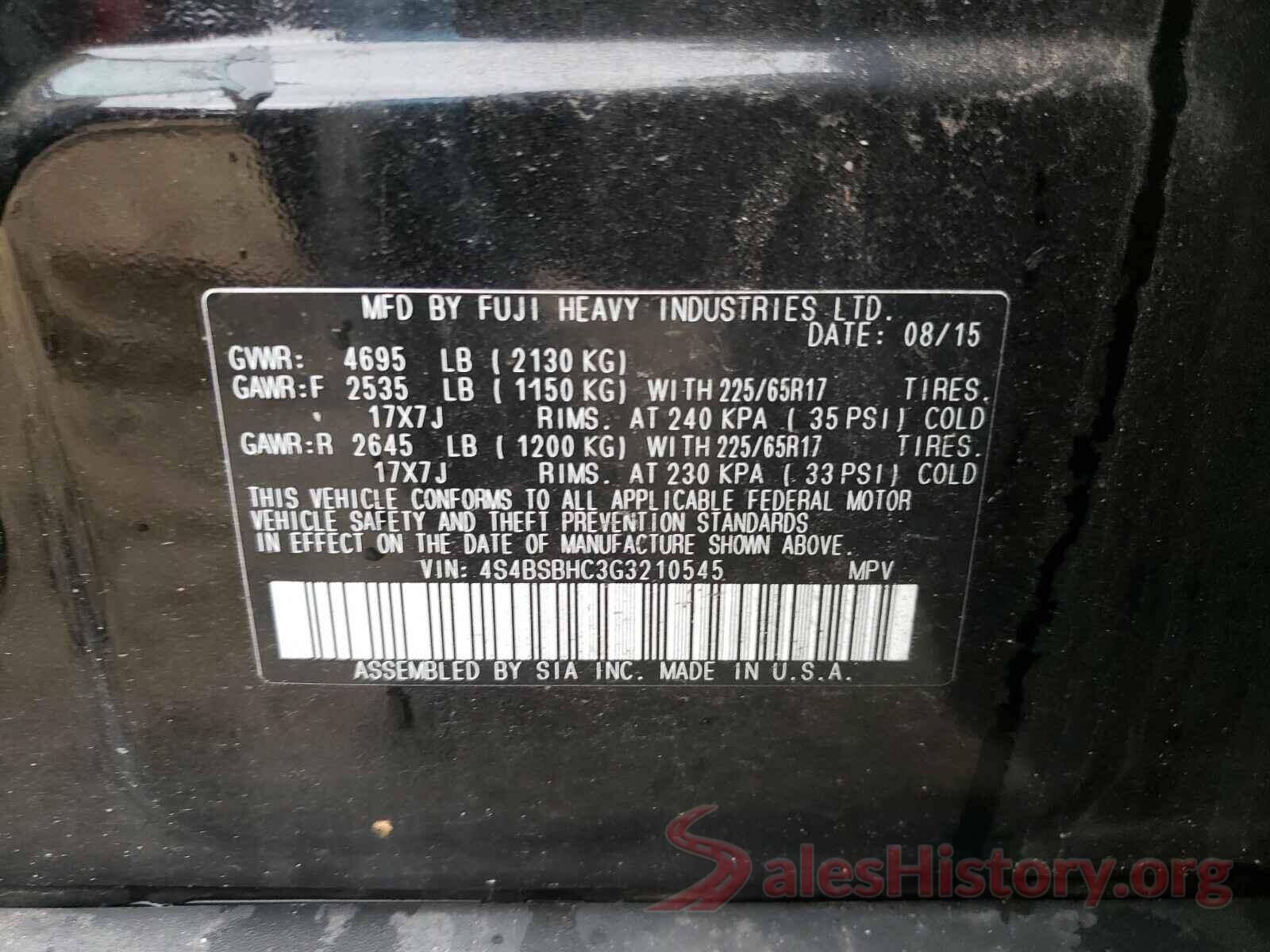 4S4BSBHC3G3210545 2016 SUBARU OUTBACK