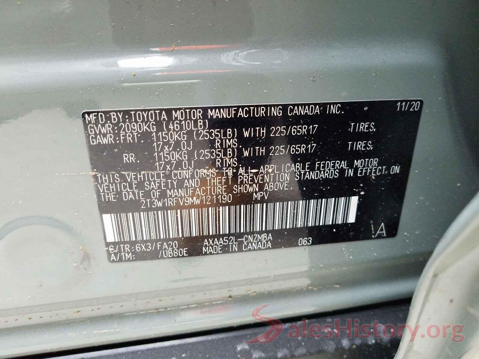 2T3W1RFV9MW121190 2021 TOYOTA RAV4