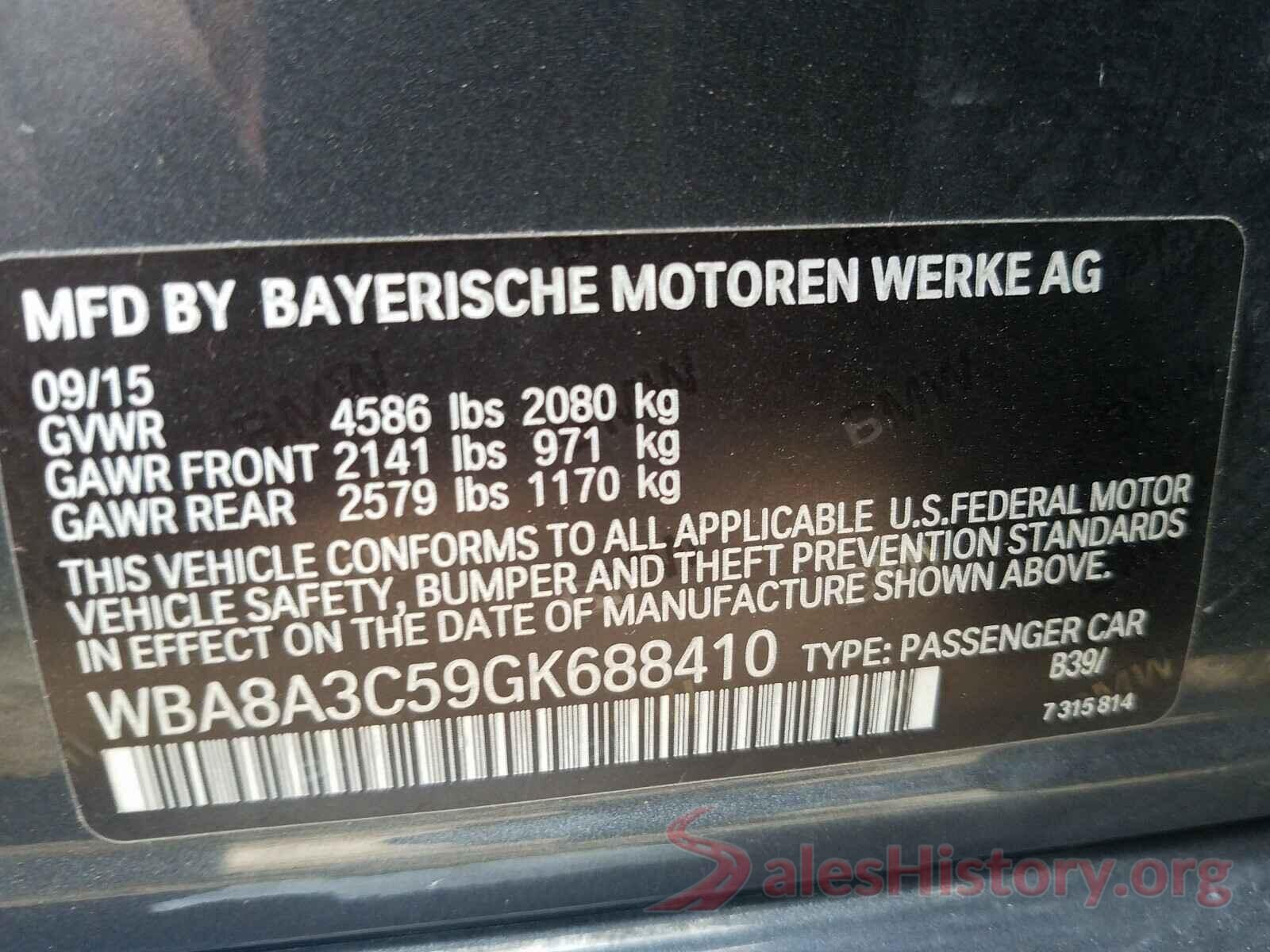 WBA8A3C59GK688410 2016 BMW 3 SERIES